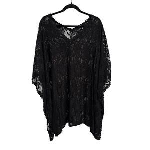 Women's Plus Size 2X Whimsigoth‎ Sheer Lace Dolman Sleeve Coverup Tunic Boho